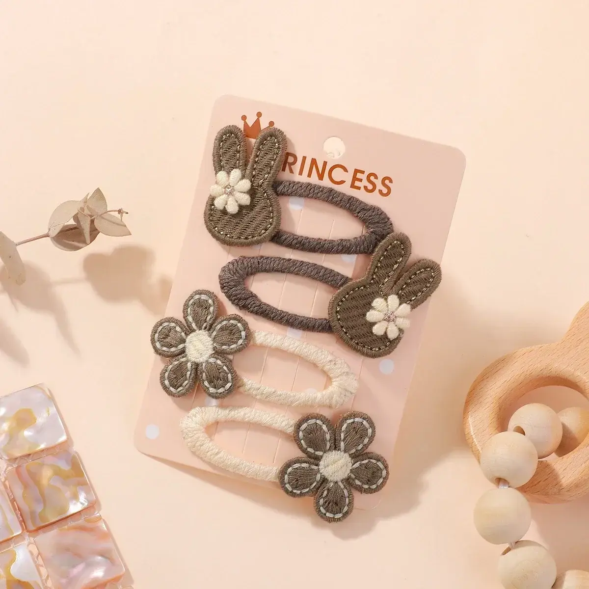 RAINBOW BOWS 4Pcs Rabbit Flower Hairclips for Girls Bunny Fabric Hairpins Bows Side Broken Bangs Hair Clips Hair Accessories