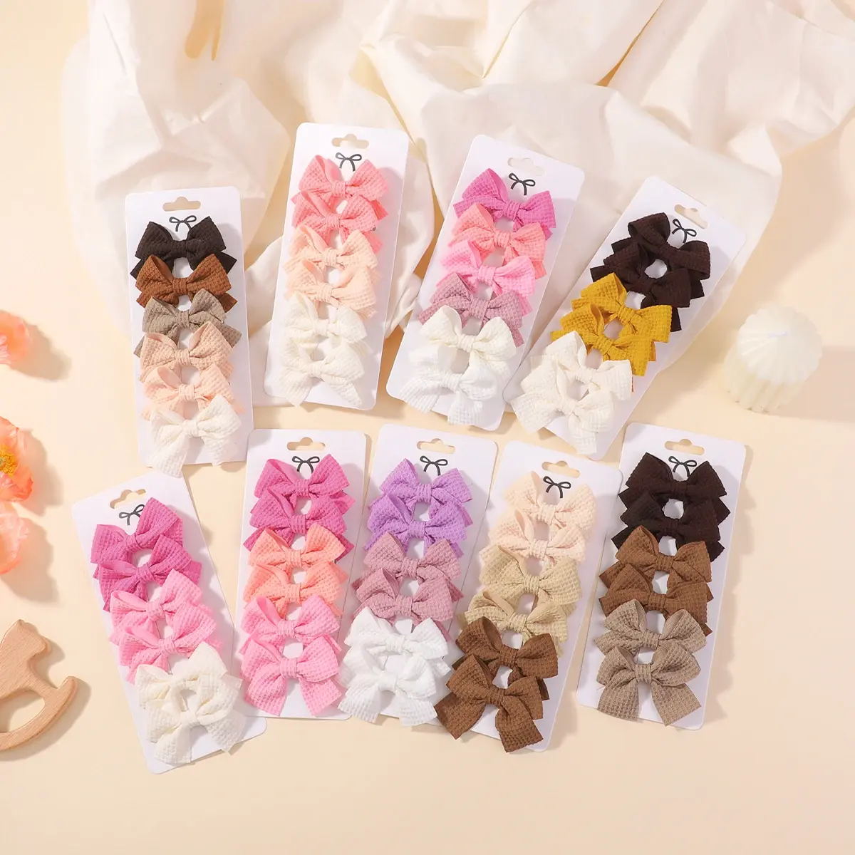RAINBOW BOWS 6Pcs Cute Solid Ribbon Bowknot Hair Clips for Kids Girls Sweet Bows Hairpin Barrettes Hair Accessories Wholesale