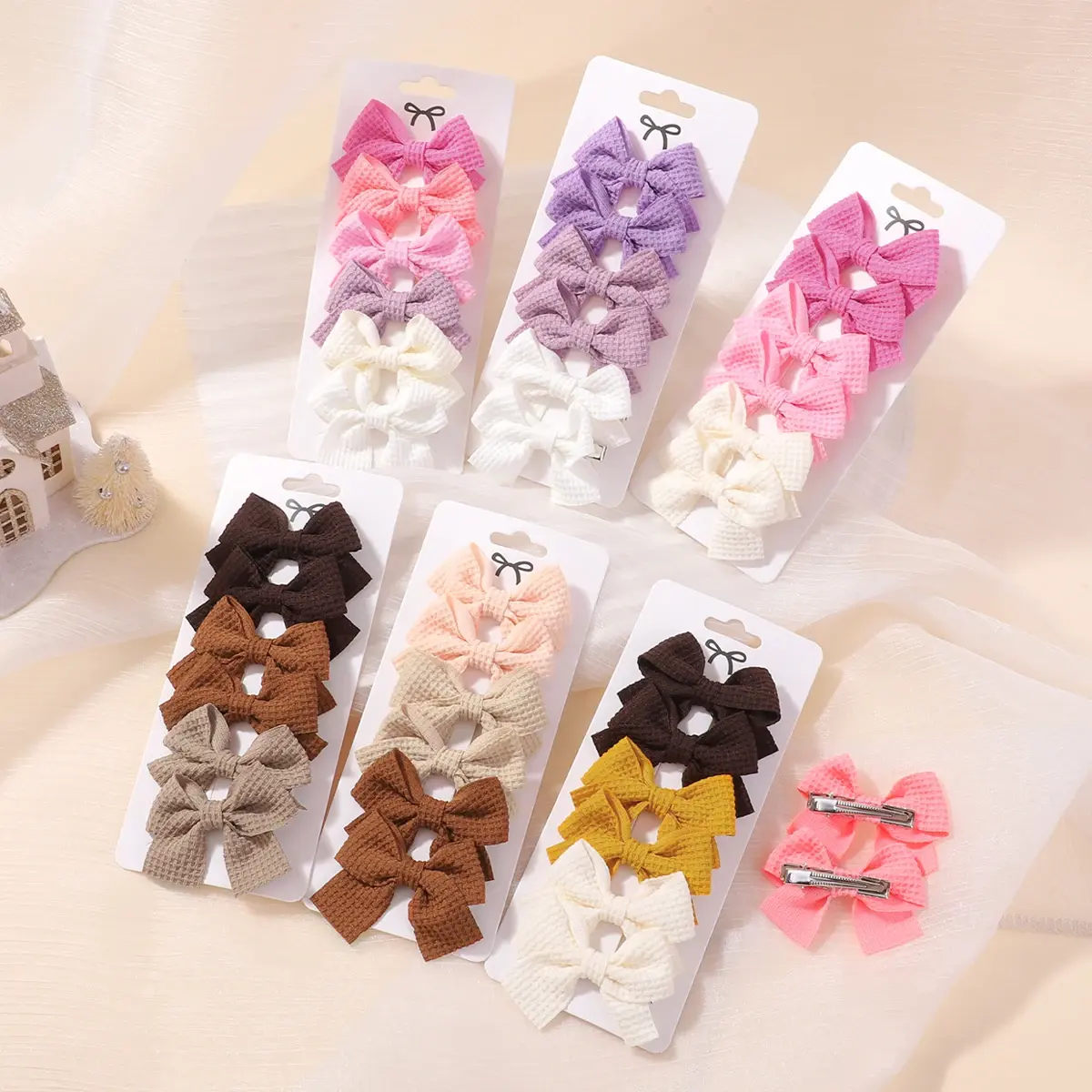 RAINBOW BOWS 6Pcs Cute Solid Ribbon Bowknot Hair Clips for Kids Girls Sweet Bows Hairpin Barrettes Hair Accessories Wholesale