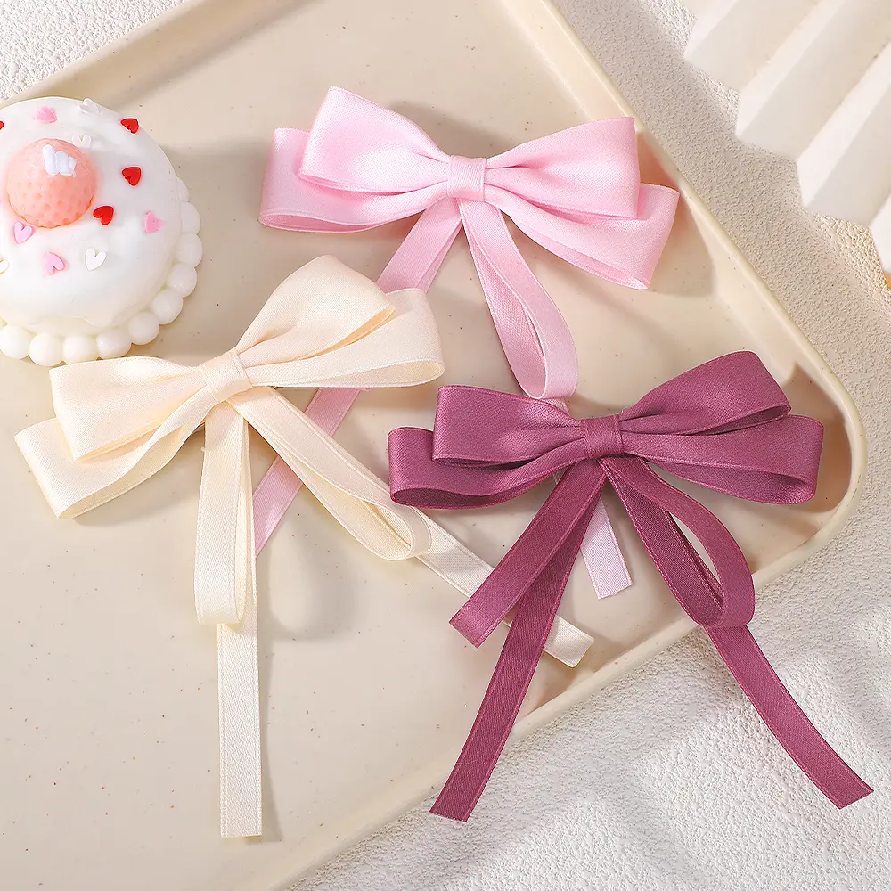 RAINBOW BOWS 1/2Pcs 4.3inch Double Layer Ribbon Bowknot Hair Clip Boutique Headwear Hairgripes Elegant Tassel Ponytail Hairclip