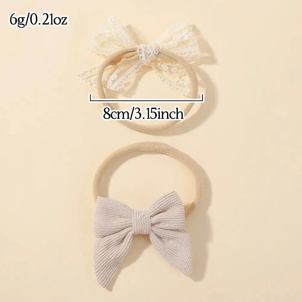 RAINBOW BOWS 5Pcs Baby Flower Lace Bow Headband Elastic Nylon Newborn Head Band for Infant Toddler Soft Hair Accessories Set