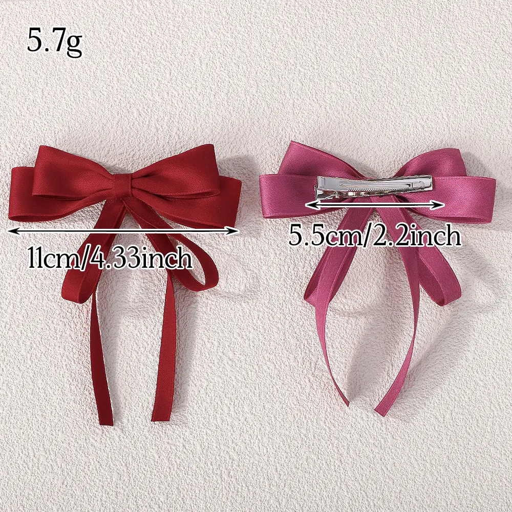RAINBOW BOWS 1/2Pcs 4.3inch Double Layer Ribbon Bowknot Hair Clip Boutique Headwear Hairgripes Elegant Tassel Ponytail Hairclip