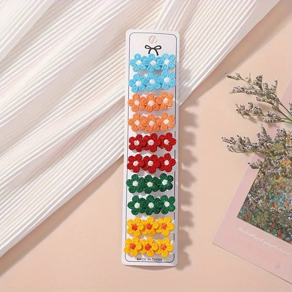 RAINBOW BOWS 10Pcs Cute Mini Flower Hair Clip Hairpins for Toddler Children Girl Lovely Clips Barrettes Headwear Accessories