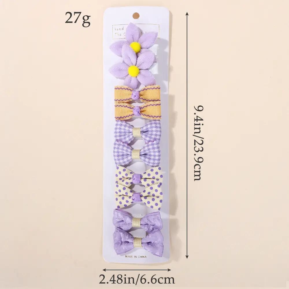 RAINBOW BOWS 10Pcs/Lot Fresh Print Cloth Hair Clips for Kids Exquisite flowers BB Hairpins Girl Hairgripe Headwear Gift Set