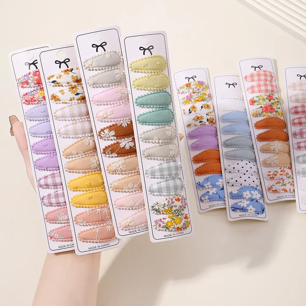 10/20Pcs Mini Print Cotton Alloy Hair Clips Hairpin for Kids Fabric Plaid BB Hairgripes Sweet Headwear Girls Hair Accessories