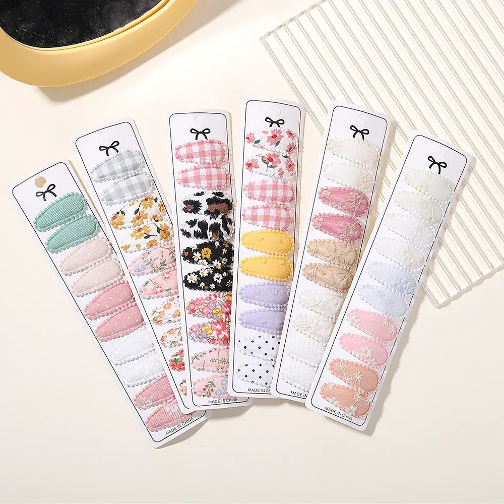 10/20Pcs Mini Print Cotton Alloy Hair Clips Hairpin for Kids Fabric Plaid BB Hairgripes Sweet Headwear Girls Hair Accessories