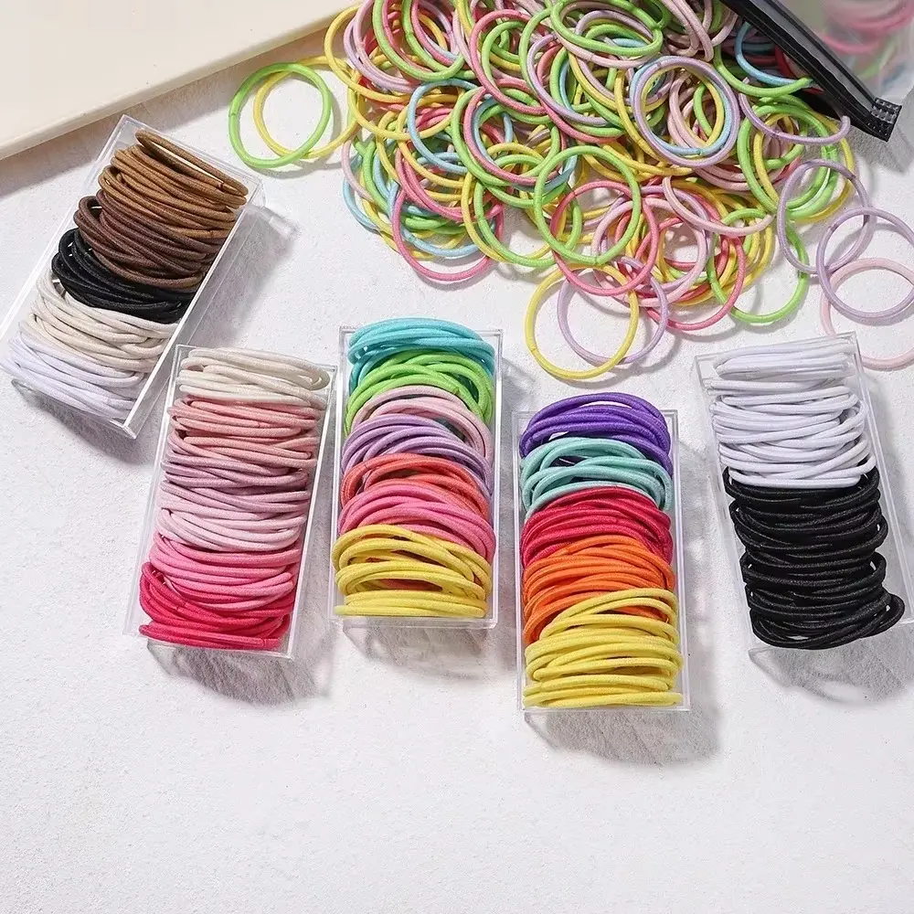 50Pcs Hair Elastics Ties Band Ponytail Holders Rope Scrunchies Hoop Colet Hairband for Woman Men Girls Thin Hairstyle Accessory