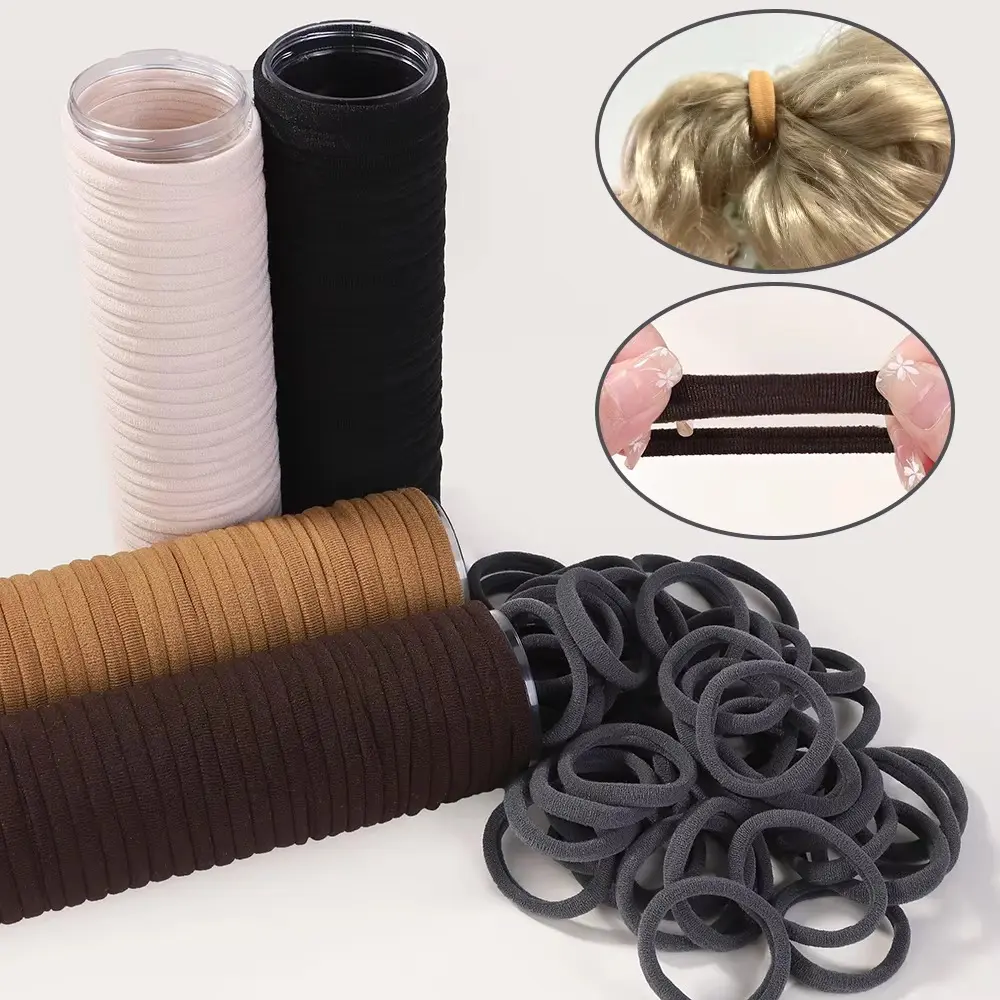 50Pcs Hair Elastics Ties Band Ponytail Holders Rope Scrunchies Hoop Colet Hairband for Woman Men Girls Thin Hairstyle Accessory