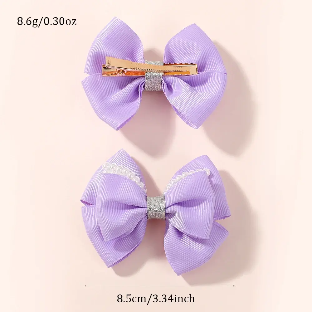 RAINBOW BOWS 2Pcs Retro Wine Red Bowknot Pearl Boutique Hair Clips Girls Ribbon Delicate Barrette Palace Princess Style Headwear