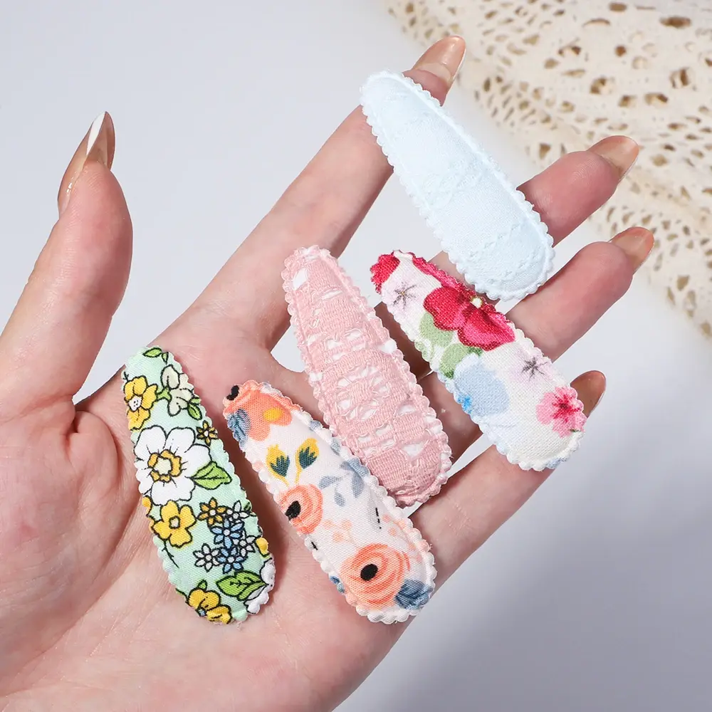 6/10Pcs Fashion Print Hairclips with Paper Jam Girl Waterdrop Broken Hair BB Clip Handmade Hairpin Headwear Kid Hair Accessories