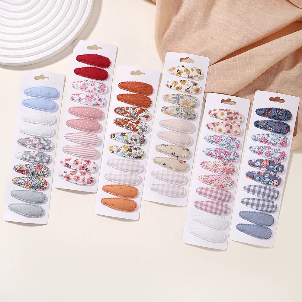 6/10Pcs Fashion Print Hairclips with Paper Jam Girl Waterdrop Broken Hair BB Clip Handmade Hairpin Headwear Kid Hair Accessories