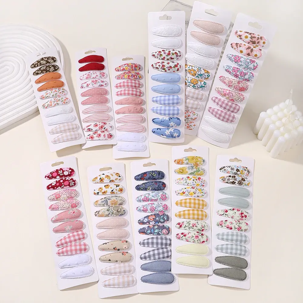 6/10Pcs Fashion Print Hairclips with Paper Jam Girl Waterdrop Broken Hair BB Clip Handmade Hairpin Headwear Kid Hair Accessories