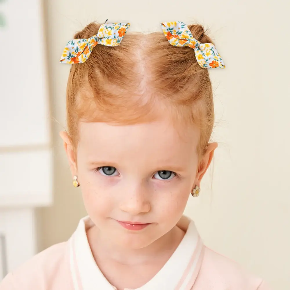 RAINBOW BOWS 3Pcs Fresh Printing Hairpins Colorful Bowknot Hairclips for Girls Boutique Children Headwear Kids Lovely Hairgripes