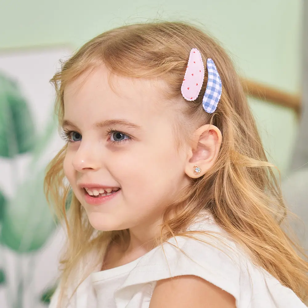10pcs/lot New Children's Hair Clip Printed Cotton BB Hair Pins Set Spring Summer Color Hairgripes for Girl Dress Up Head Clips