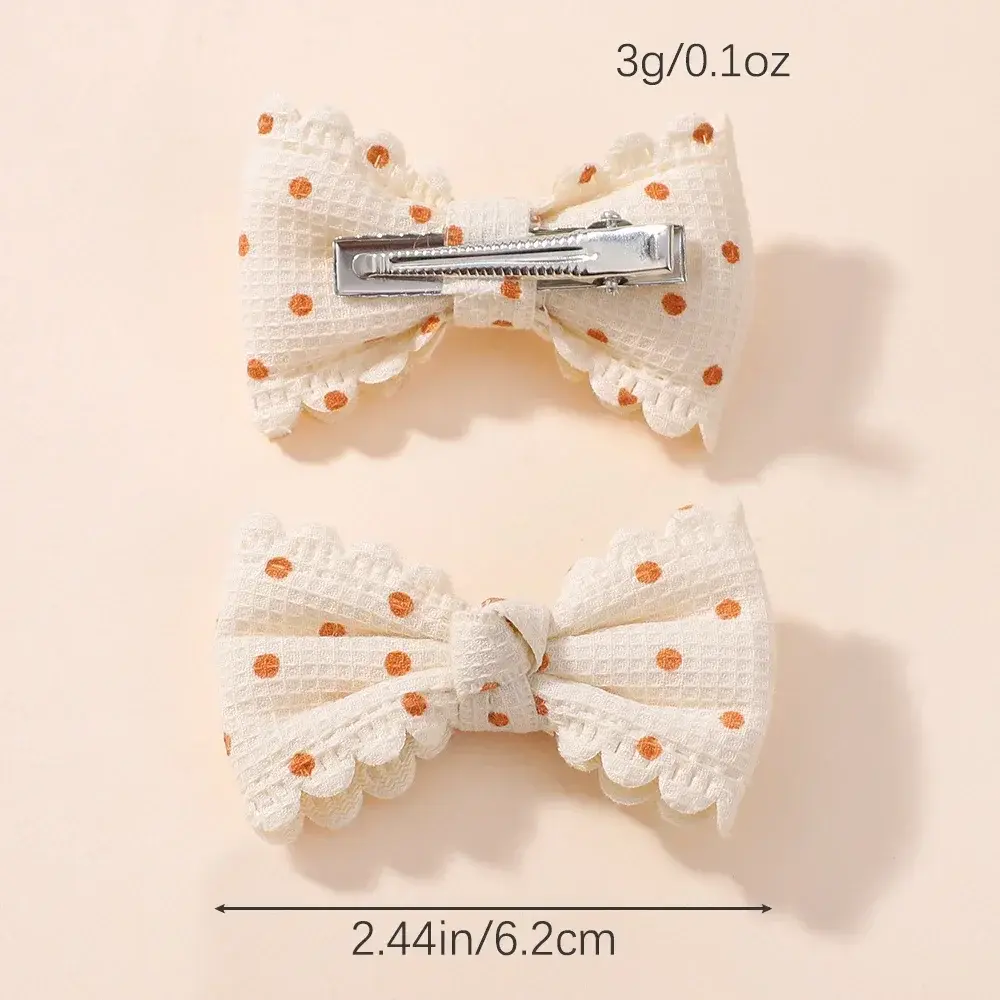 RAINBOW BOWS 2/6pcs Floral Print Hair Bow Clips for Girls Lace Side Pastoral Cotton Hairpin Barrettes Headwear Hair Accessories