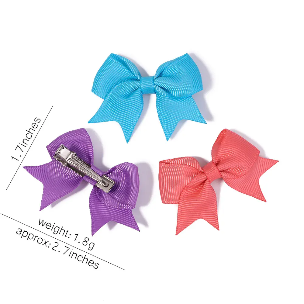 10Pcs/Set 2.4'' Colorful Ribbon Bowknot Hair Clip For Baby Girls Mini Boutique Hairpins Barrettes Headwear Kids Hair Accessories