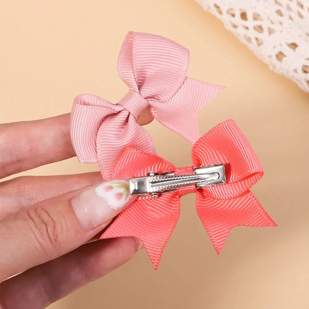 10Pcs/Set 2.4'' Colorful Ribbon Bowknot Hair Clip For Baby Girls Mini Boutique Hairpins Barrettes Headwear Kids Hair Accessories