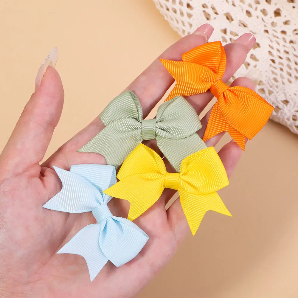 10Pcs/Set 2.4'' Colorful Ribbon Bowknot Hair Clip For Baby Girls Mini Boutique Hairpins Barrettes Headwear Kids Hair Accessories
