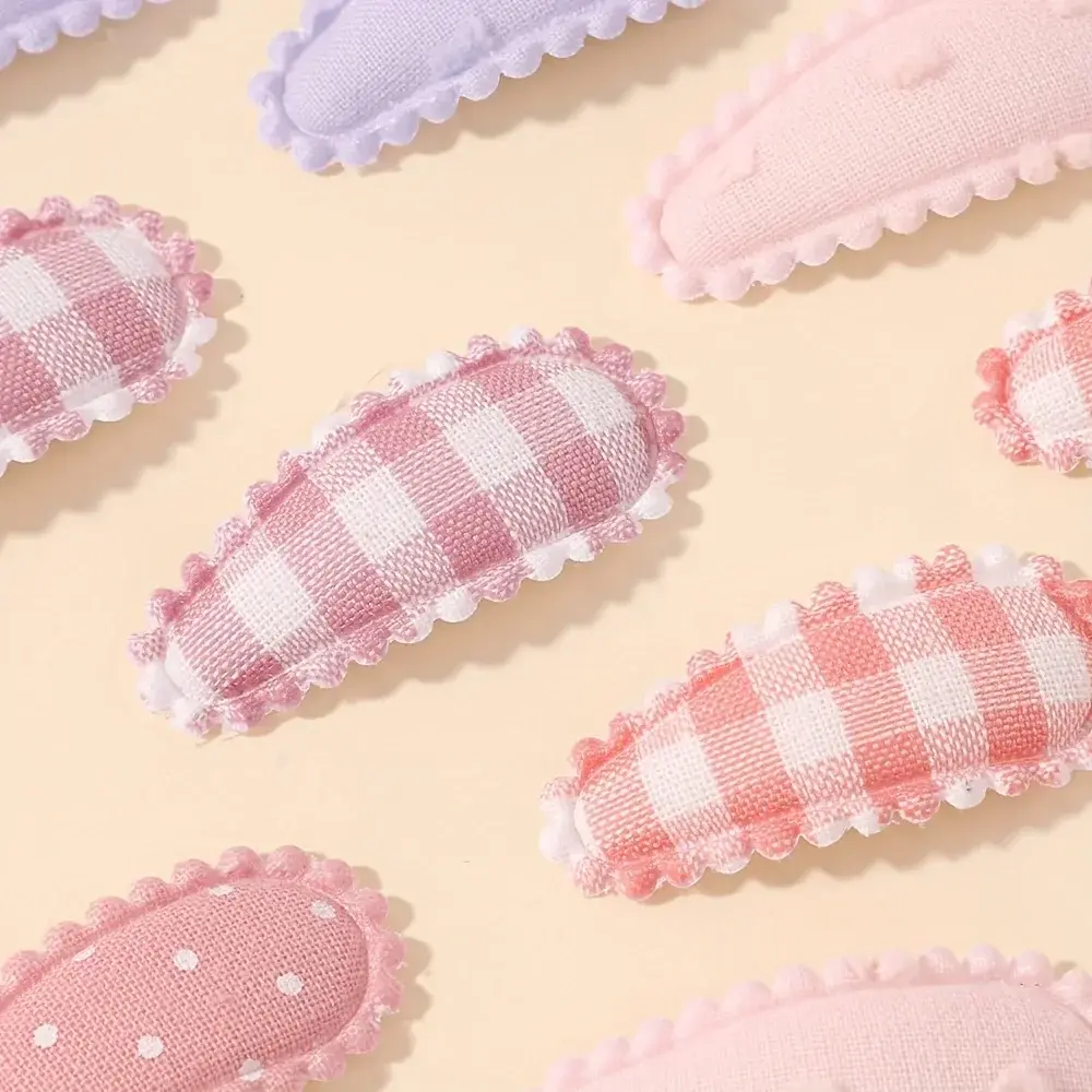 RAINBOW BOWS 10Pcs/set Mini Cotton Print Flower BB Hair Clips for Girls Lovely Plaid Hairpins Headwear Kids Hair Accessories