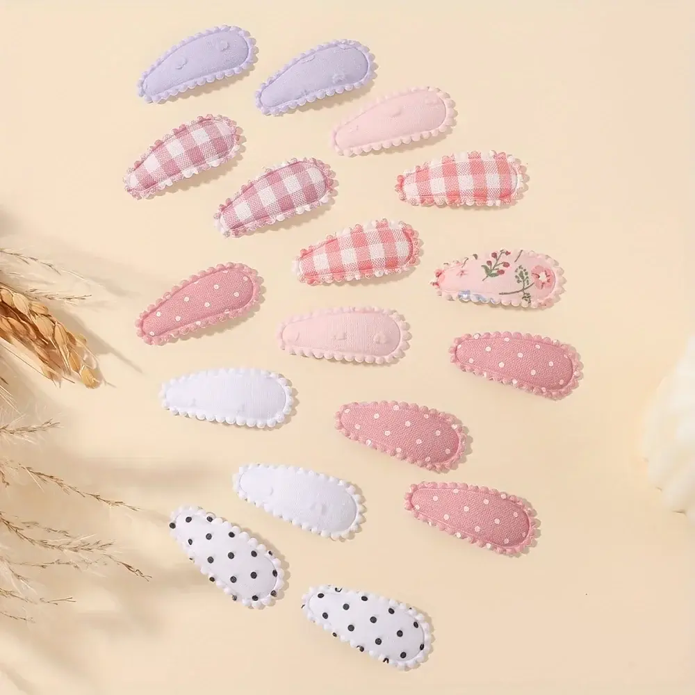 RAINBOW BOWS 10Pcs/set Mini Cotton Print Flower BB Hair Clips for Girls Lovely Plaid Hairpins Headwear Kids Hair Accessories