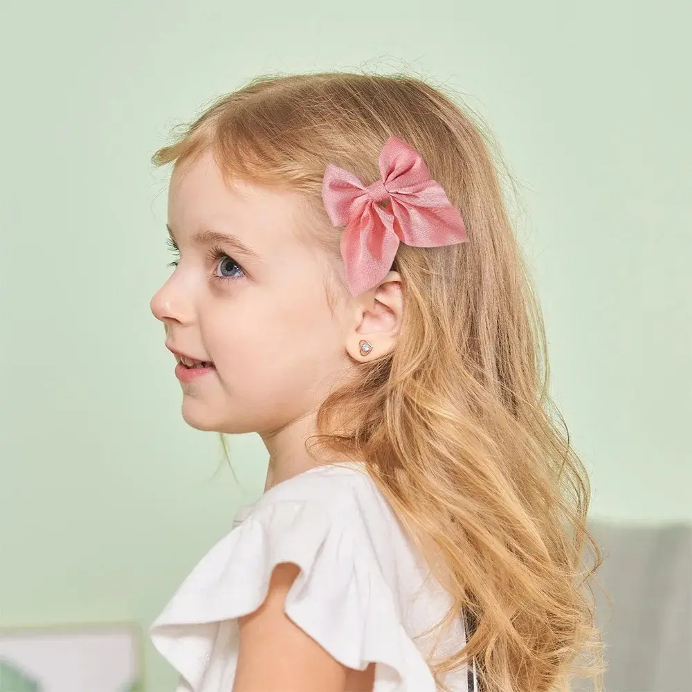 RAINBOW BOWS 2PCS Girls Ponytail Hair Bows Hair Clip 3.3inch Stain Solid Color Hairgripes Womens Hairbangs Barrette Hairclip
