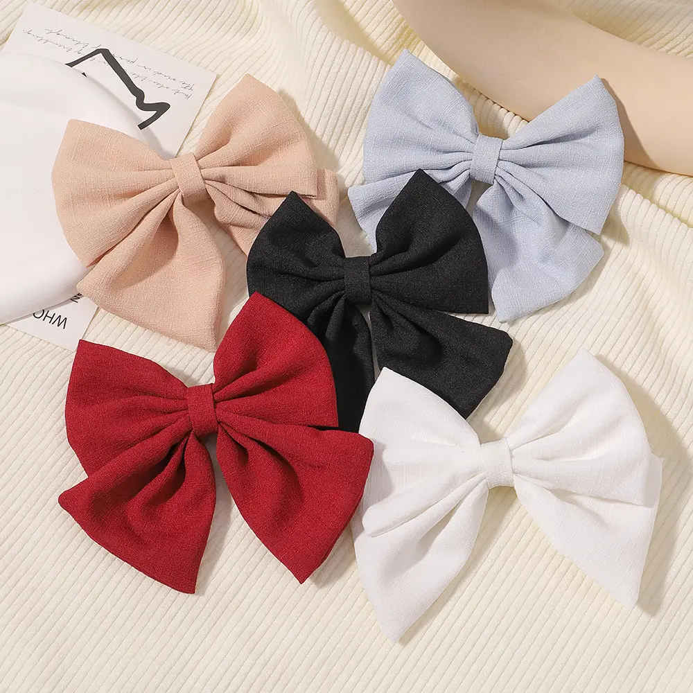 2pcs/set 4.5" Cheer Bow Hair Clip for Girl Lovely Grosgrain Ribbon Hairgripes Children Delicate Bowknot Hair Pins Headwear Set