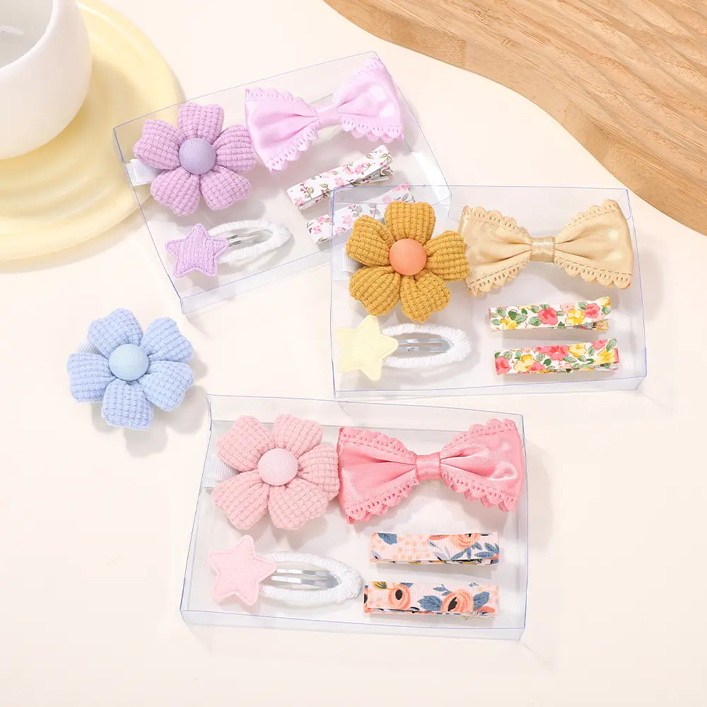 Baby Girl Hair Bangs Hairclip Set Floral Bow Bunny Princess Hairpin for Toddler Girl Fresh Side Clip Children Hair Accessories