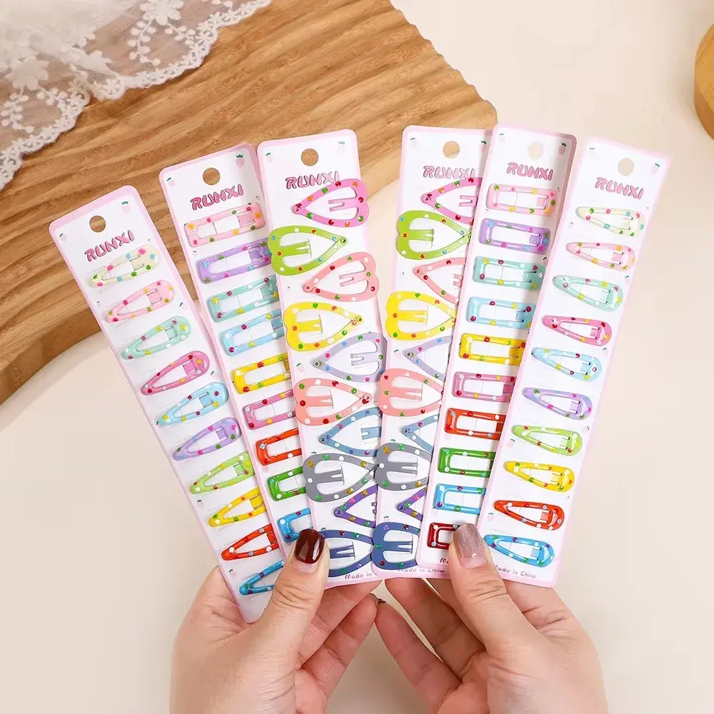 10Pc/Lot Ins 2.2inch Flower Print Cotton Alloy Hair Bow Snap Clips Set Fabric Plaid Bobby Hairpins Hairgrips Girls Kids Headwear