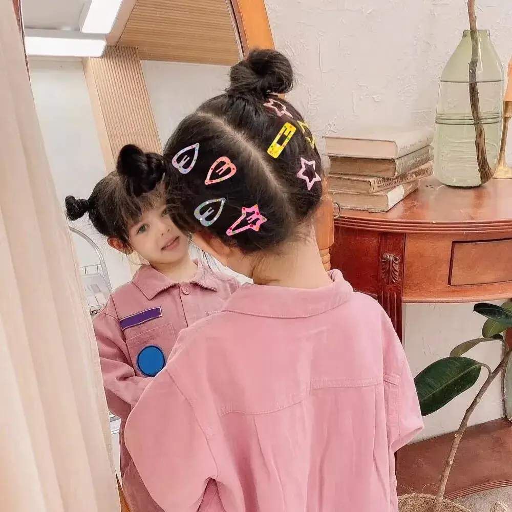 10Pc/Lot Ins 2.2inch Flower Print Cotton Alloy Hair Bow Snap Clips Set Fabric Plaid Bobby Hairpins Hairgrips Girls Kids Headwear