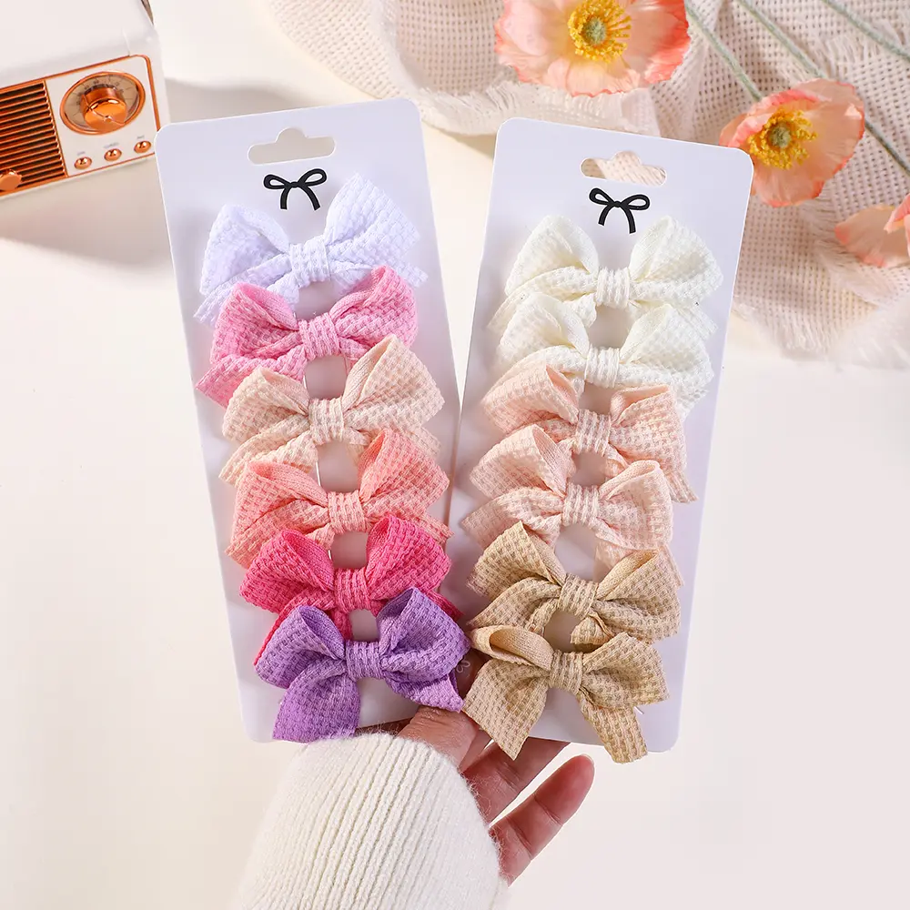 RAINBOW BOWS 6/10Pcs/Set Lovely Ribbon Bowknot Hair Clips for Kids Handmade Baby Girls Hair Accessories