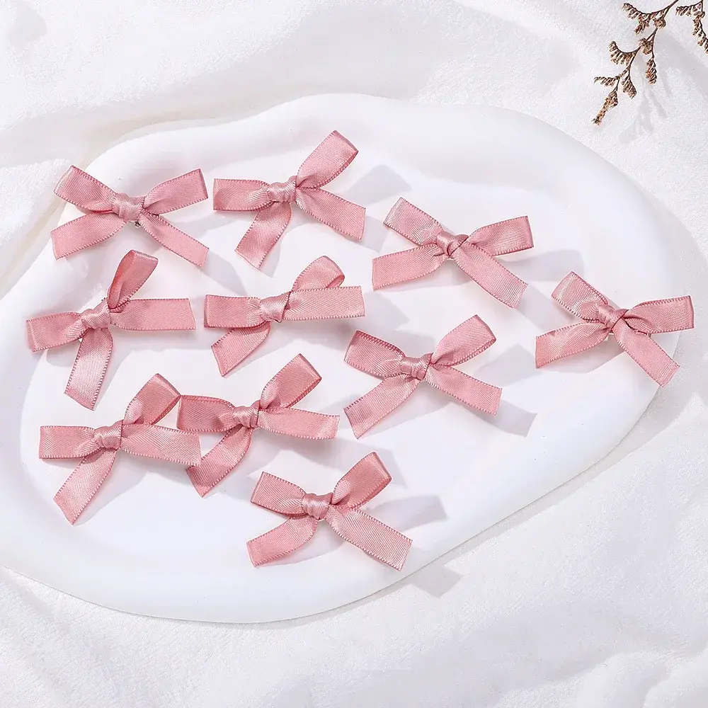 RAINBOW BOWS 10Pcs Kids Sweet Solid Color Mini Bows Hair Clip Baby Girls Ballet Style Ribbon Braided Hair Accessories Wholesale