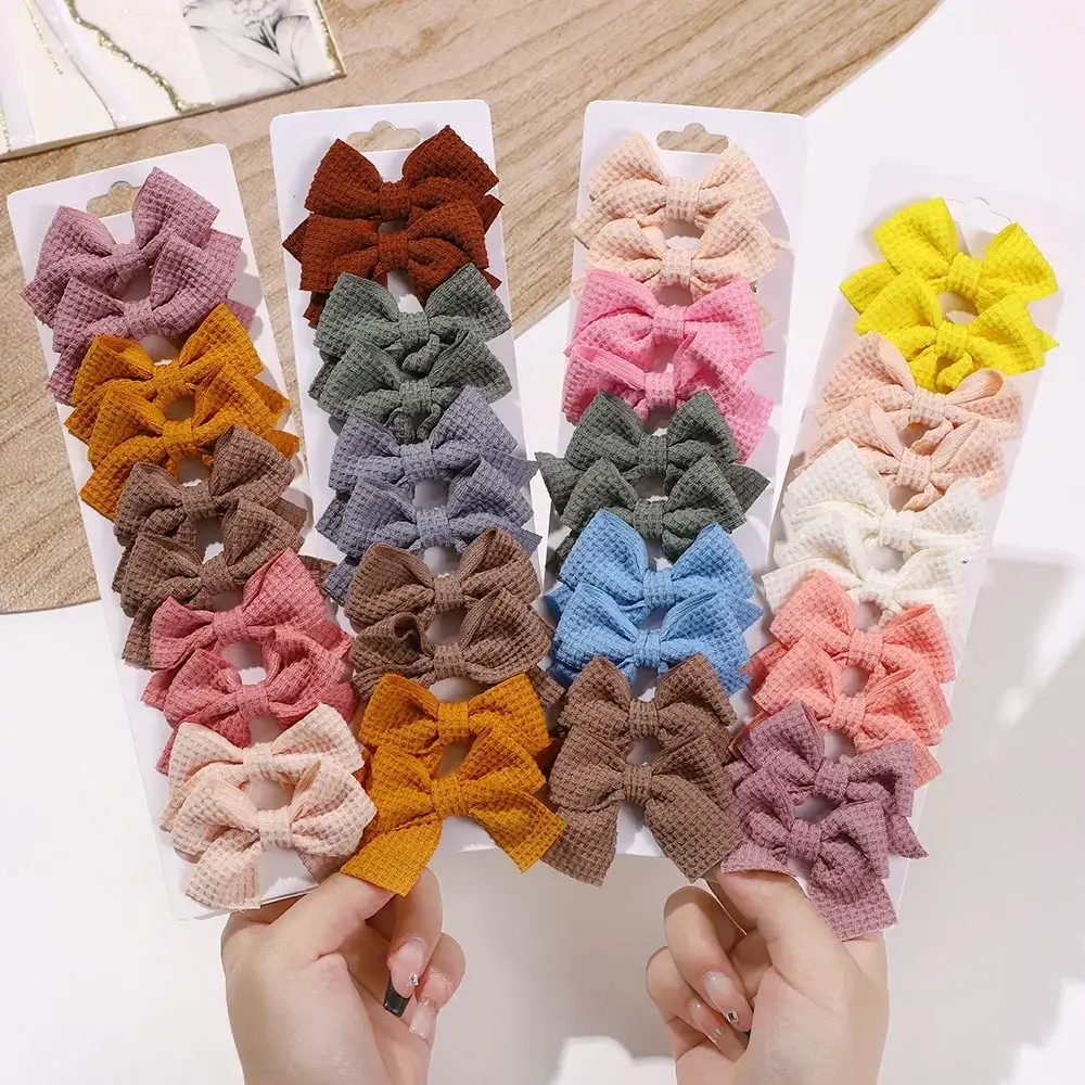 RAINBOW BOWS 6/10Pcs/Set Lovely Ribbon Bowknot Hair Clips for Kids Handmade Baby Girls Hair Accessories