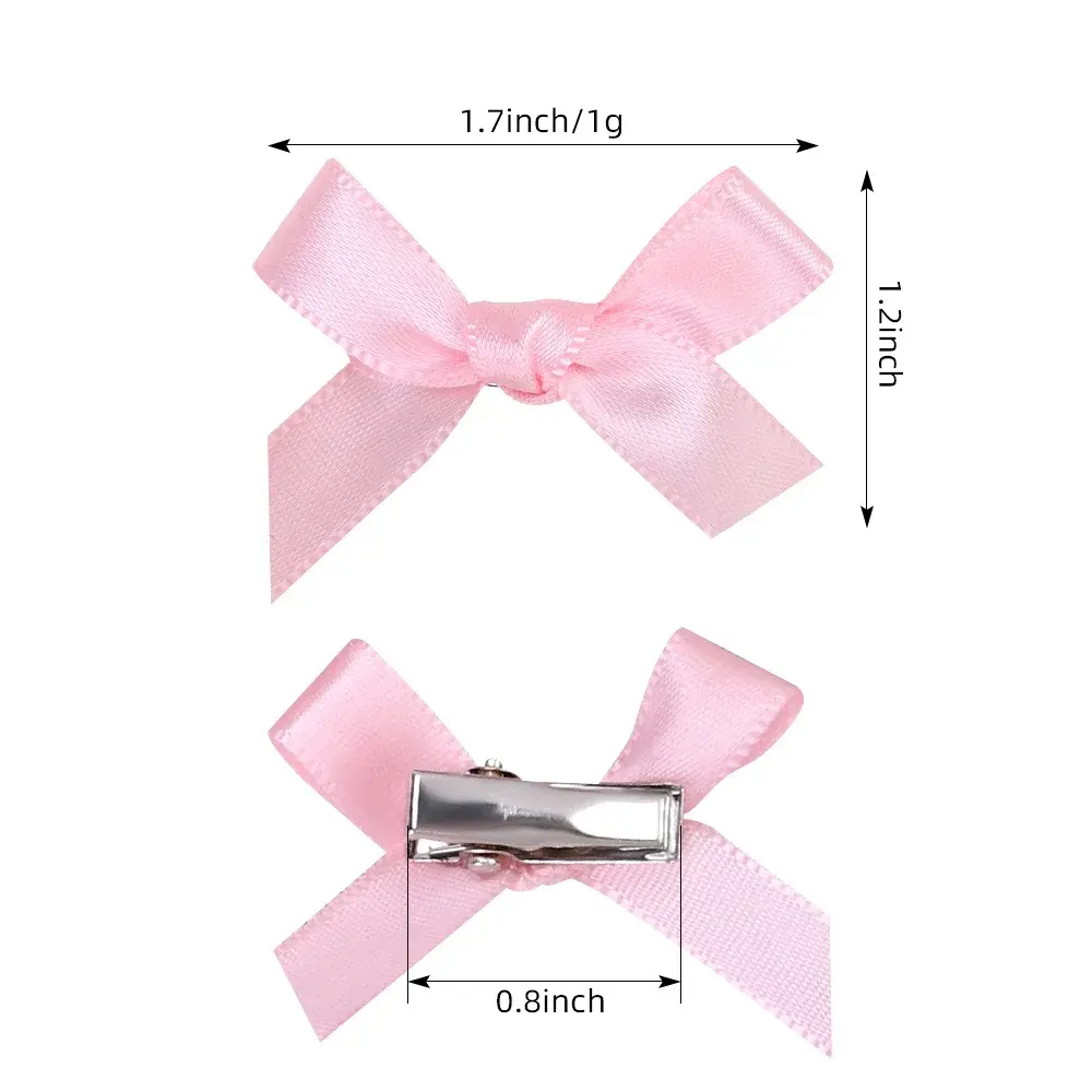 RAINBOW BOWS 10Pcs Kids Sweet Solid Color Mini Bows Hair Clip Baby Girls Ballet Style Ribbon Braided Hair Accessories Wholesale