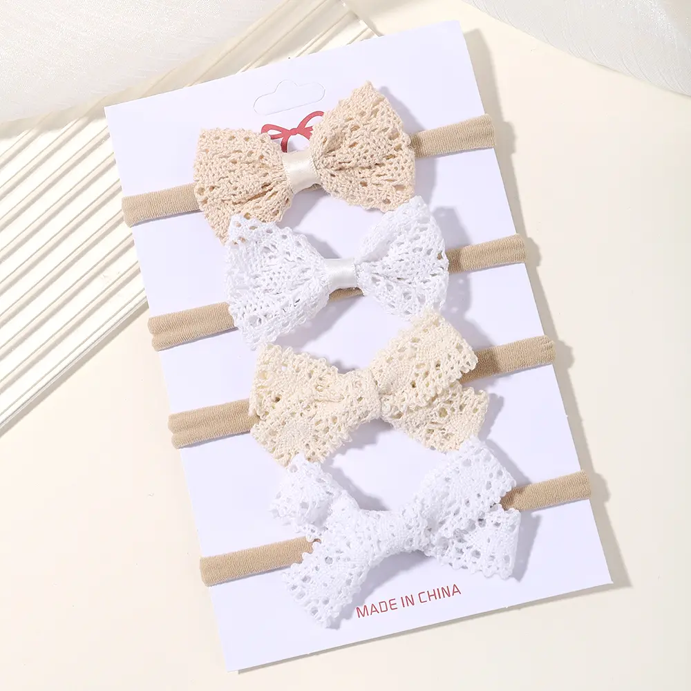 4Pcs/set Baby Headband Lace Toddler Infant Kids Hair Accessories Girl Newborn Bow Leopard Print Headwear Headwrap Gift
