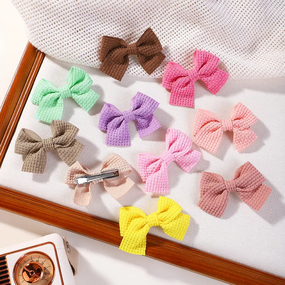 RAINBOW BOWS 6/10Pcs/Set Lovely Ribbon Bowknot Hair Clips for Kids Handmade Baby Girls Hair Accessories