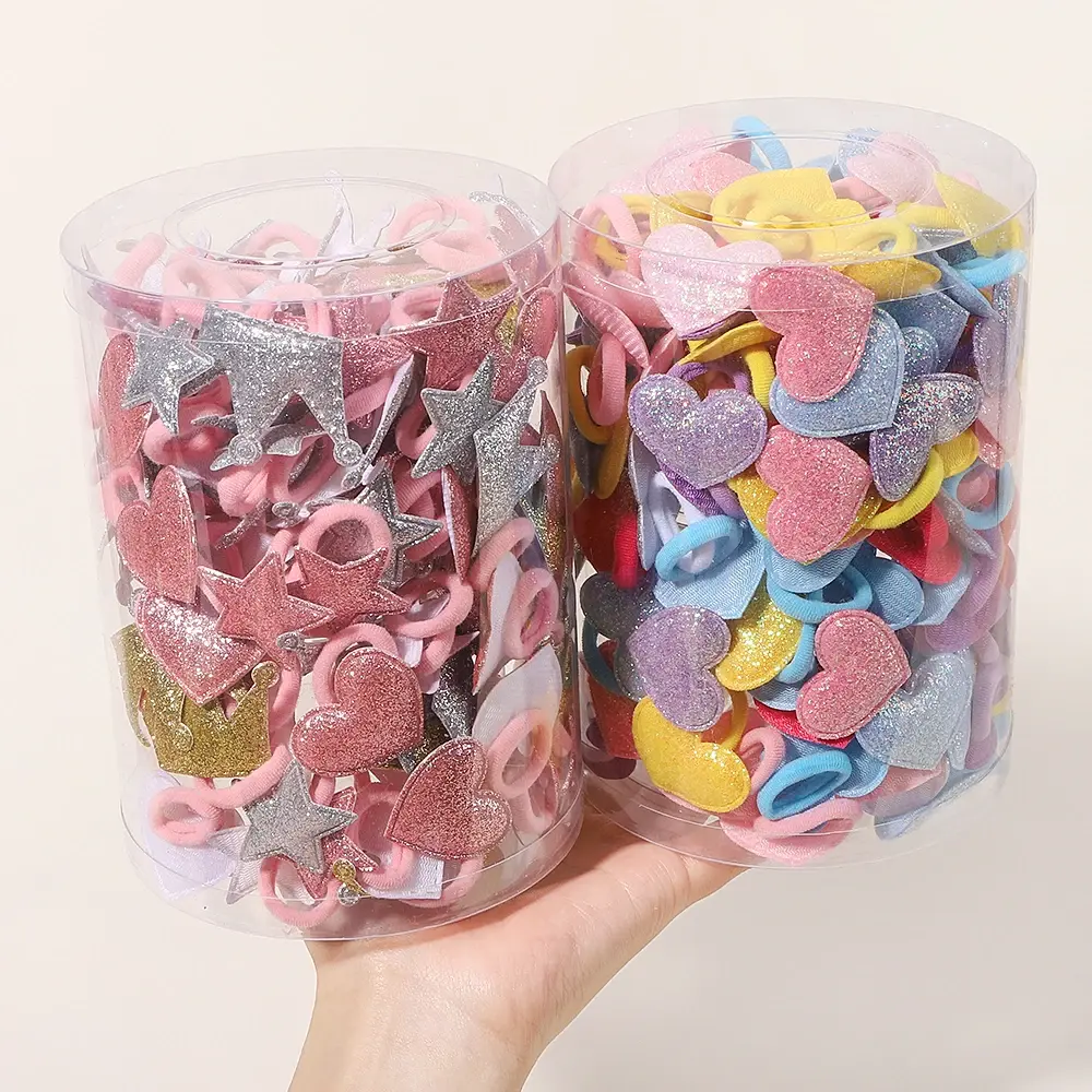 10pcs Love Star Kids Hair Loop No Harm Hair Towel Loop Head Rope Cartoon Ponytail Holder Rubber Band Girls Hair Accessories