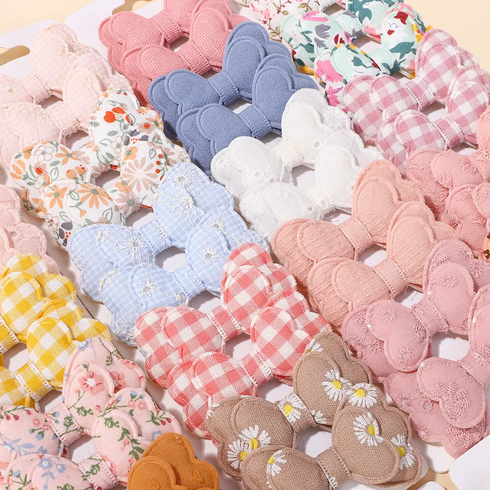 RAINBOW BOWS 10Pcs/lot Candy Colorful Double-Layer Safety Cotton Printed Hair Clip Cute Bangs Hair Accessories Girls Kids Gift