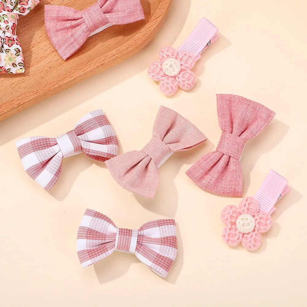 RAINBOW BOWS 10Pcs/set Handmade Fabric Printed Barrette Boutique Mini Bangs Bow Hair Clip Ins Daisy Hairgripes 2025 Spring Style