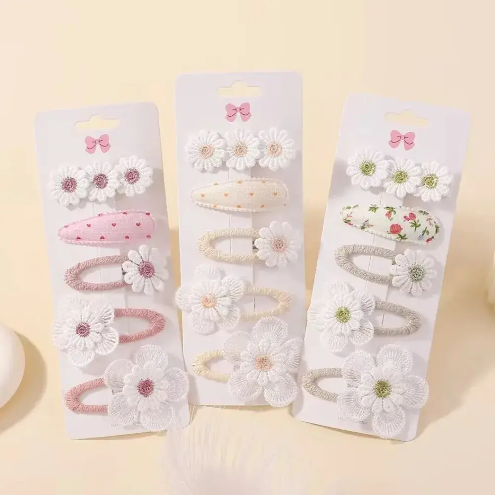 RAINBOW BOWS 5Pcs INS Daisy Sweet Flower Hairbangs Hair Clip Set Girls Barrette Hairpin Boutique Ornaments Hair Accessories