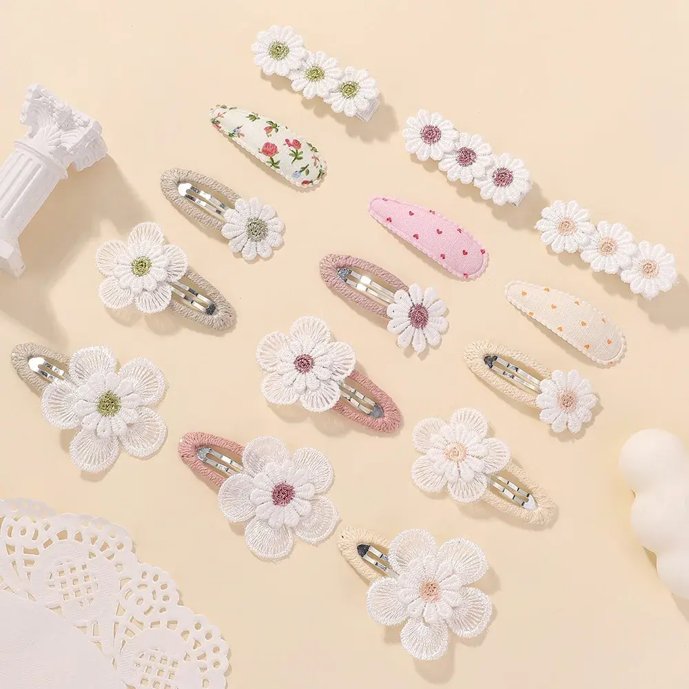 RAINBOW BOWS 5Pcs INS Daisy Sweet Flower Hairbangs Hair Clip Set Girls Barrette Hairpin Boutique Ornaments Hair Accessories
