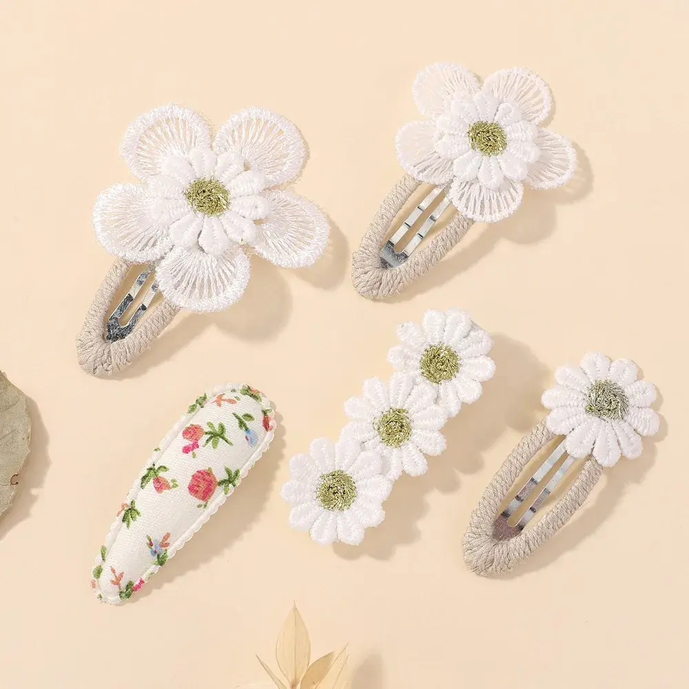 RAINBOW BOWS 5Pcs INS Daisy Sweet Flower Hairbangs Hair Clip Set Girls Barrette Hairpin Boutique Ornaments Hair Accessories