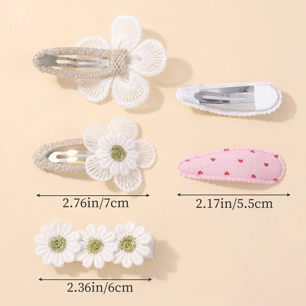 RAINBOW BOWS 5Pcs INS Daisy Sweet Flower Hairbangs Hair Clip Set Girls Barrette Hairpin Boutique Ornaments Hair Accessories