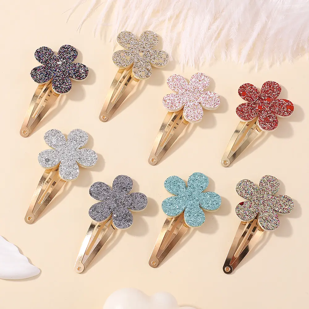 RAINBOW BOWS 16Pcs Geometric Glitter Droplet Hair Clip Colorful Gradient Color Children Bangs BB Alloy Hairpins Girls Headclips