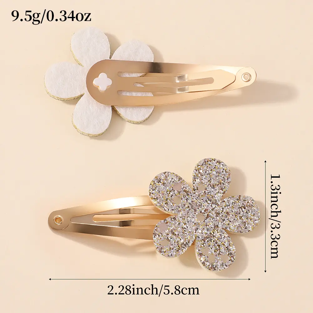 RAINBOW BOWS 16Pcs Geometric Glitter Droplet Hair Clip Colorful Gradient Color Children Bangs BB Alloy Hairpins Girls Headclips