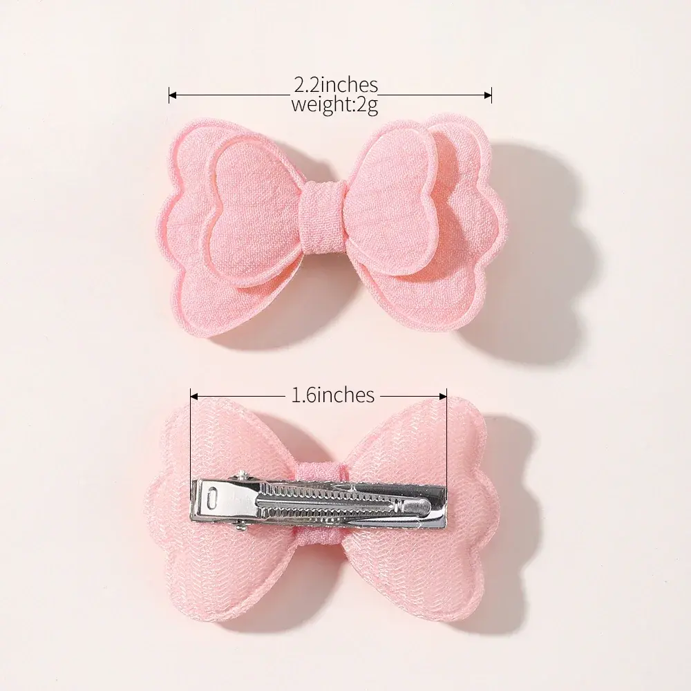 RAINBOW BOWS 10Pcs Colored Hair Clip Set for Girls Double Layered Bowknot Bangs Hair Pin Cotton Safe Kids Baby Hair Accessories