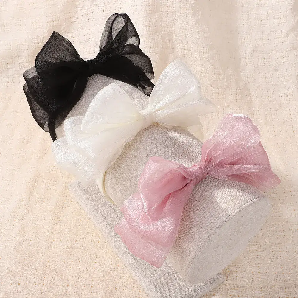 RAINBOW BOWS 1Pcs Sweet Hairbands Double Layered Bowknot Headband for Girls Wedding Party Hairhoop Children's Hair Accessories