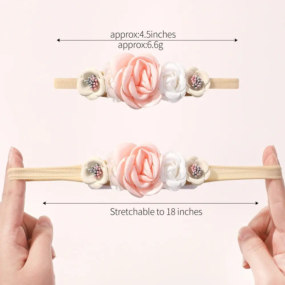 5Pcs/lot Baby Elastic Nylon Headband Newborn Sweet Flower Lace Bow Hair Bands for Babe Infant Toddler Soft Girl Hair Accessories