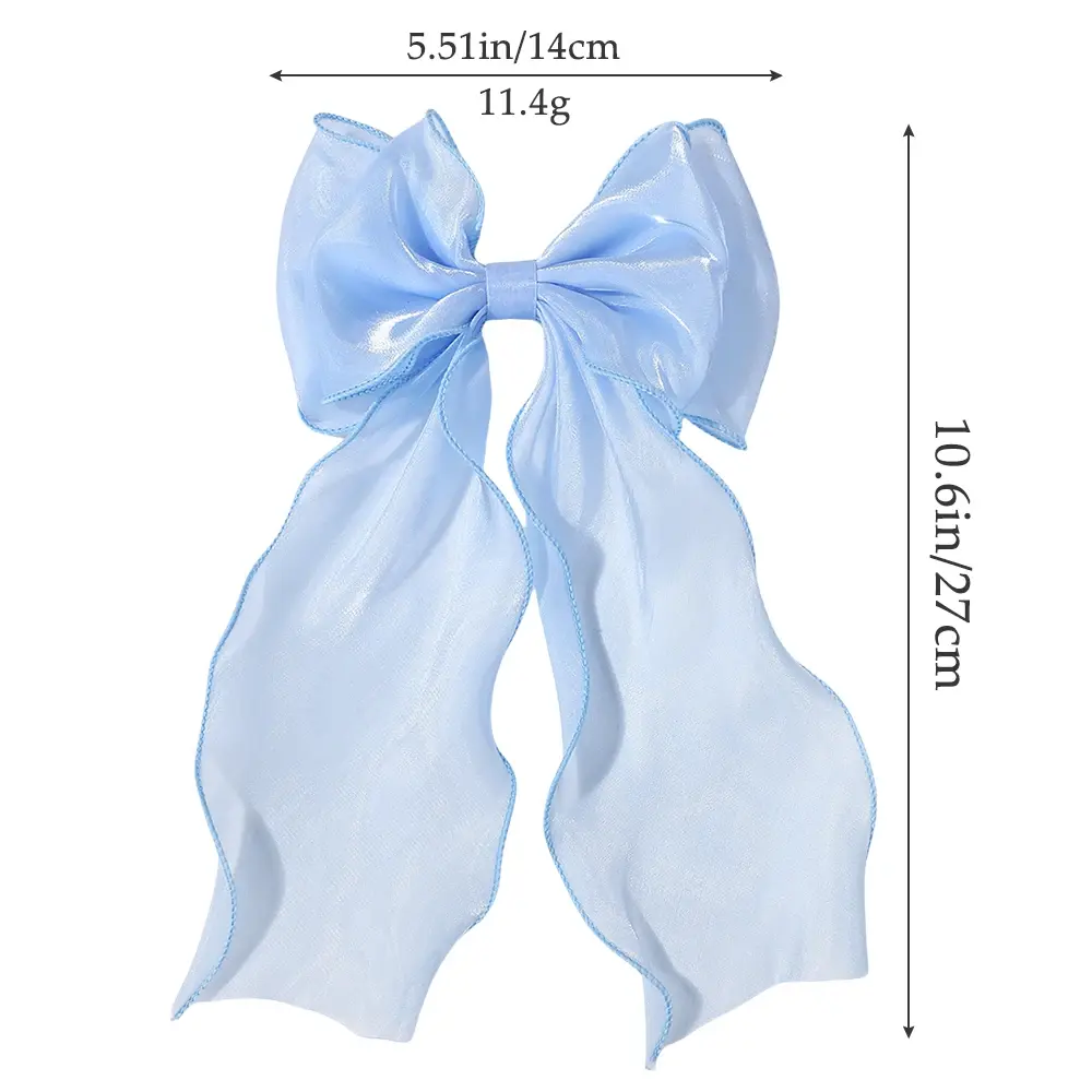 RAINBOW BOWS 10inch Elegant Bowknot Girls Ponytail Hair Clip Boutique Yarn Ribbon Hairgripes Womens Fashion Hair Accessories