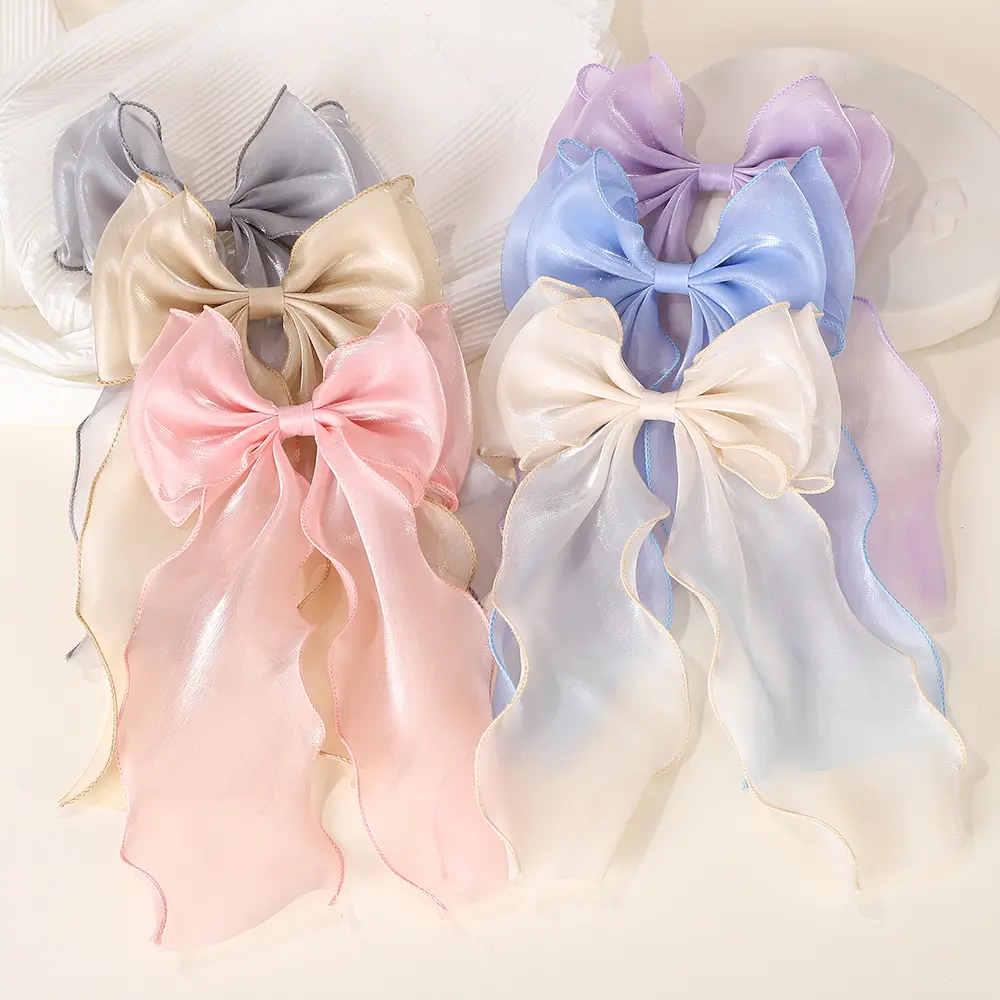 RAINBOW BOWS 1Pcs Cream Colored Bow Hair Clip Super Fairy Back Head Clips Elegant Women Ponytail Fahion Hair Accessories