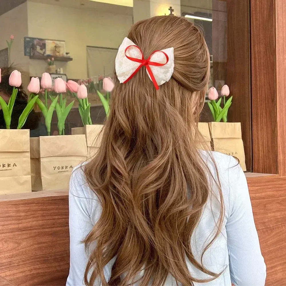 LOVEKIKI 1Pcs Lace Hair Clips for Girl Sweet Bowknot Women Ponytail Hairpins Barrettes Handmade Headdress Kids Hair Accessories